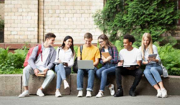 students outside