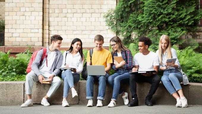 students outside